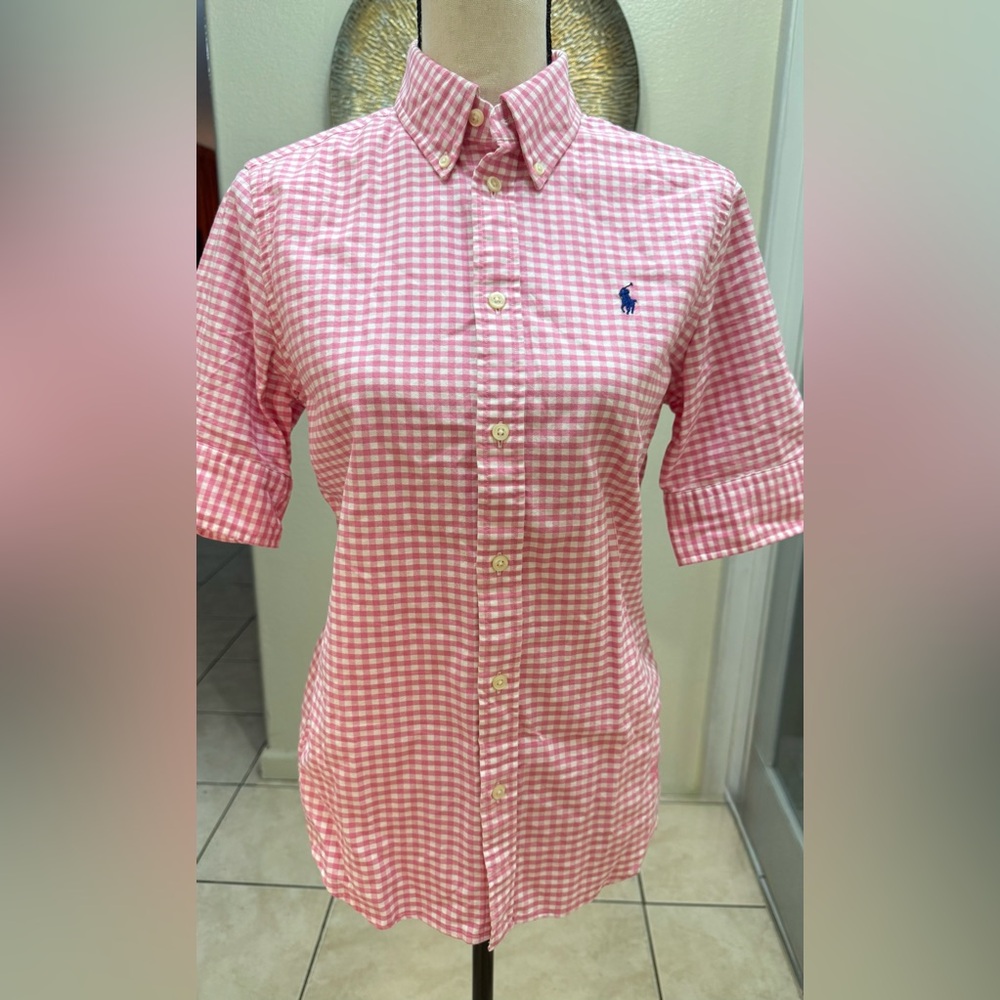 Ralph Lauren Pink and White Checkered Shirt